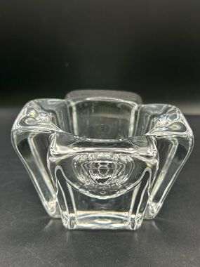 ORREFORS Signed Crystal VOTIVE CANDLEHOLDER MAX New In Box - Signed & Labeled